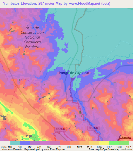Yumbatos,Peru Elevation Map