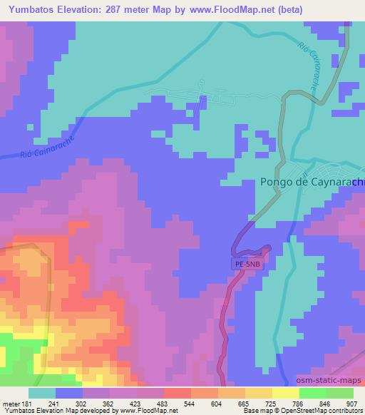 Yumbatos,Peru Elevation Map