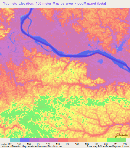 Yubineto,Peru Elevation Map
