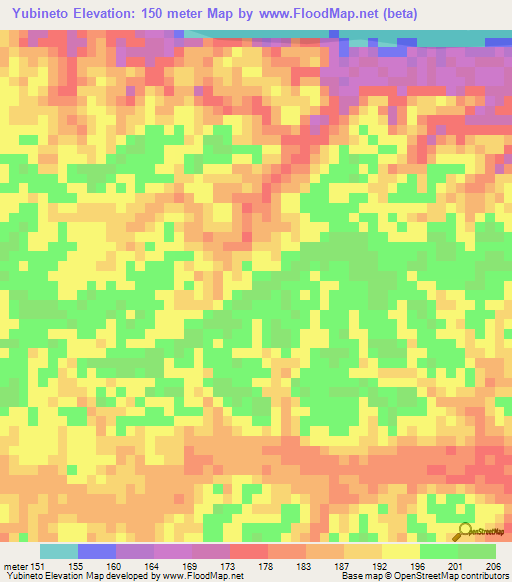 Yubineto,Peru Elevation Map
