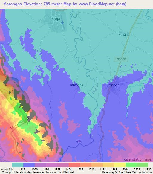 Yorongos,Peru Elevation Map
