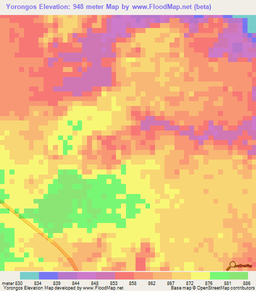 Yorongos,Peru Elevation Map