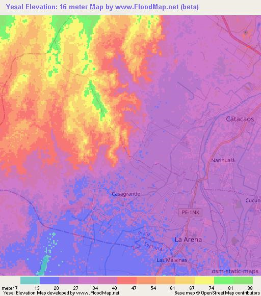 Yesal,Peru Elevation Map