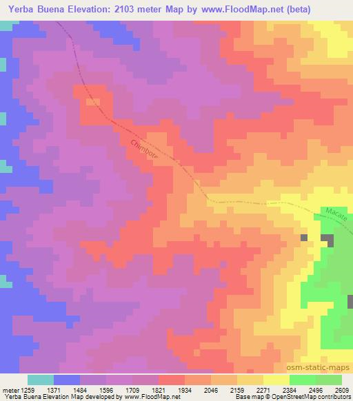 Yerba Buena,Peru Elevation Map