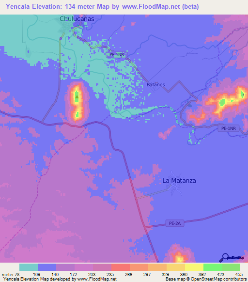 Yencala,Peru Elevation Map