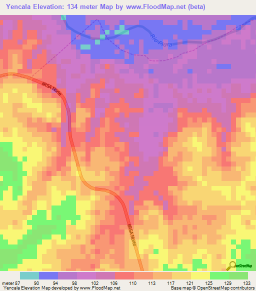 Yencala,Peru Elevation Map