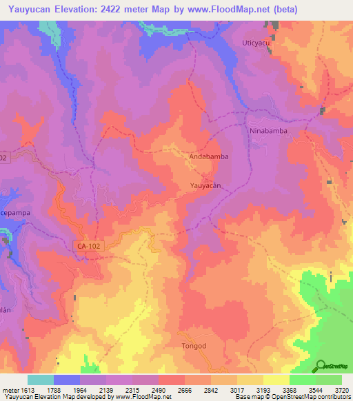 Yauyucan,Peru Elevation Map