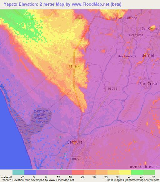 Yapato,Peru Elevation Map