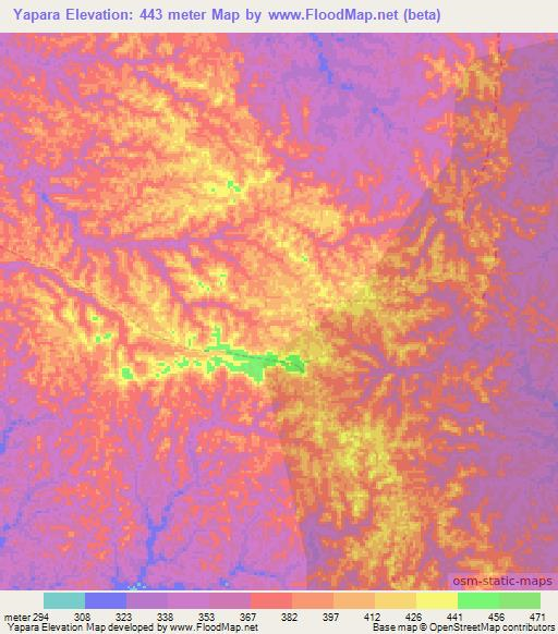 Yapara,Peru Elevation Map