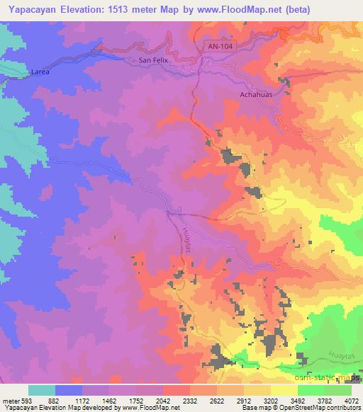 Yapacayan,Peru Elevation Map