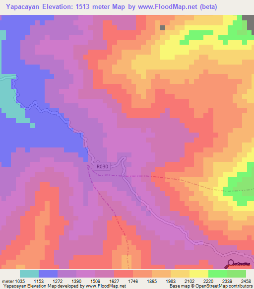 Yapacayan,Peru Elevation Map