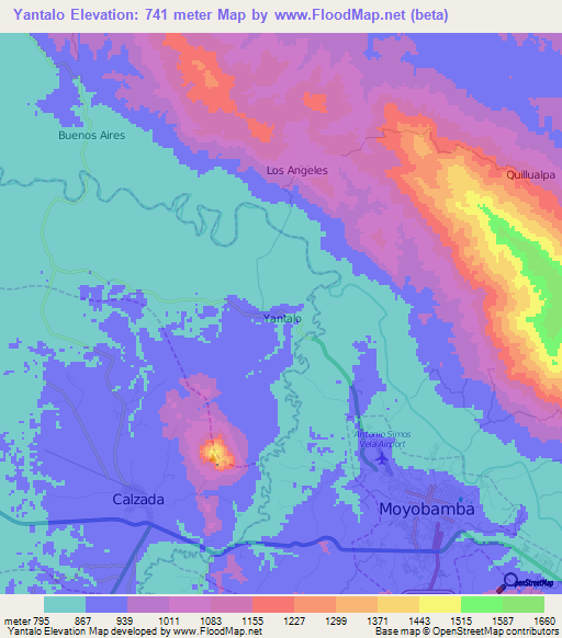 Yantalo,Peru Elevation Map