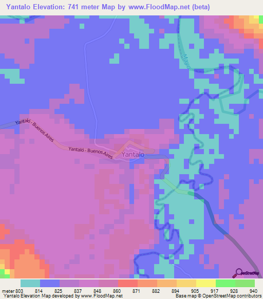 Yantalo,Peru Elevation Map