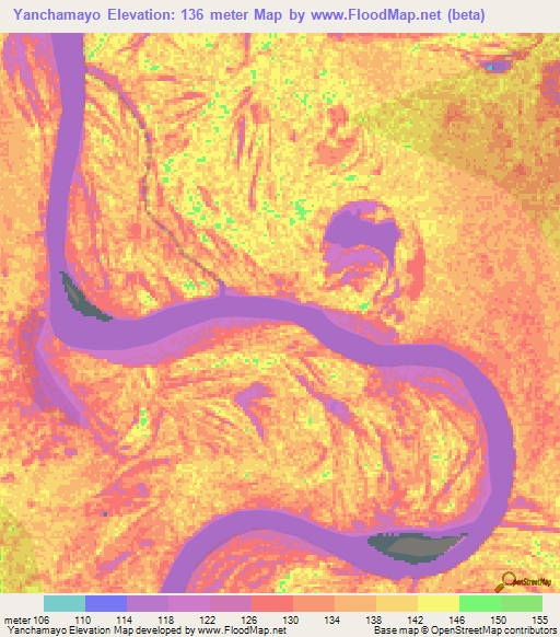 Yanchamayo,Peru Elevation Map