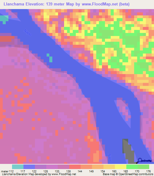 Llanchama,Peru Elevation Map