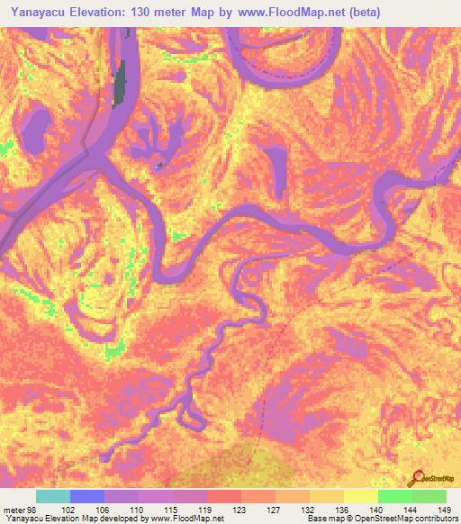 Yanayacu,Peru Elevation Map