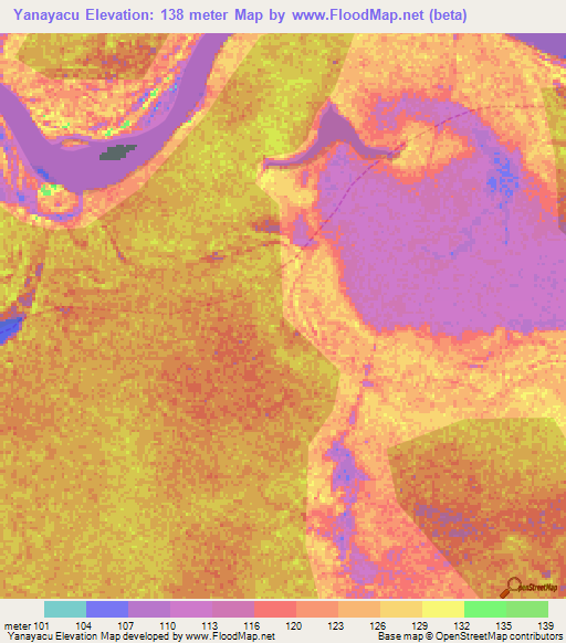 Yanayacu,Peru Elevation Map