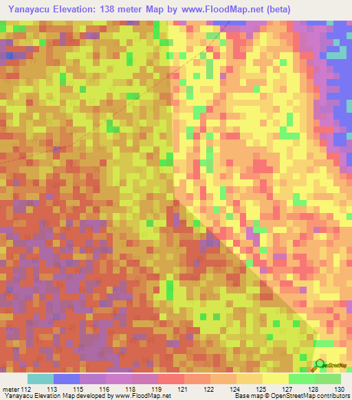 Yanayacu,Peru Elevation Map