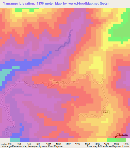 Yamango,Peru Elevation Map