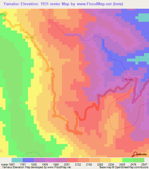 Yamaluc,Peru Elevation Map