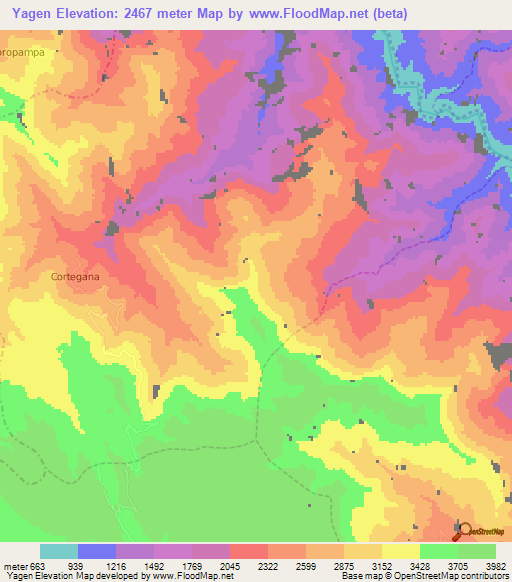Yagen,Peru Elevation Map