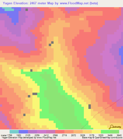 Yagen,Peru Elevation Map