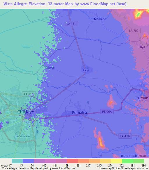 Vista Allegre,Peru Elevation Map