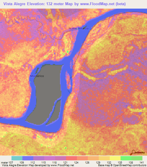 Vista Alegre,Peru Elevation Map