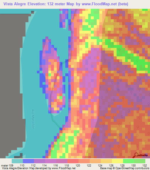 Vista Alegre,Peru Elevation Map