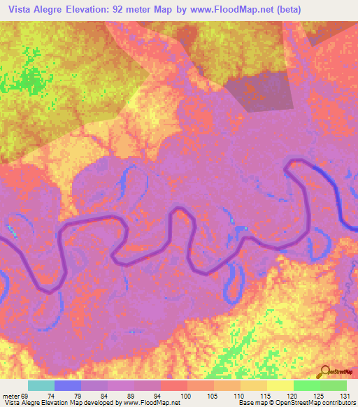 Vista Alegre,Peru Elevation Map