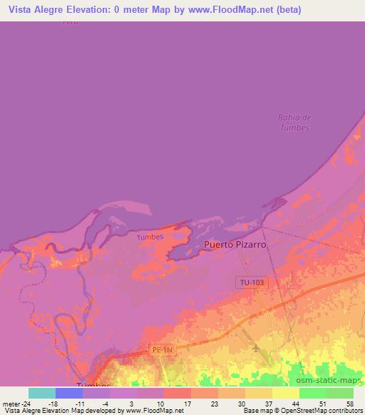 Vista Alegre,Peru Elevation Map