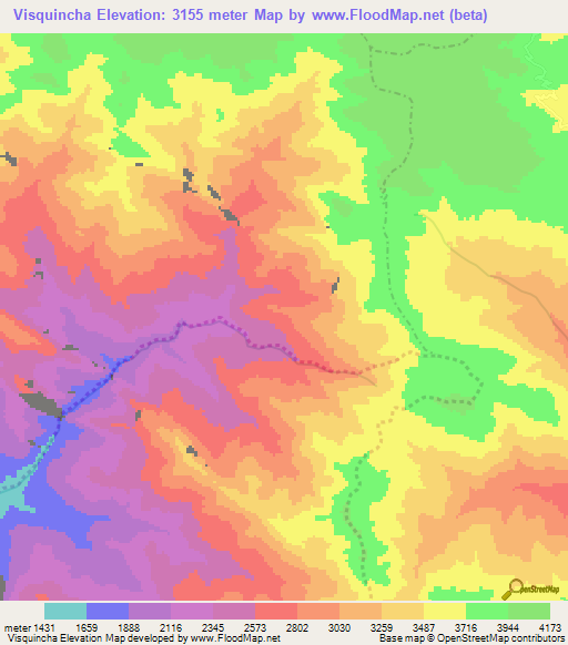 Visquincha,Peru Elevation Map