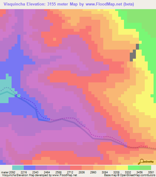 Visquincha,Peru Elevation Map