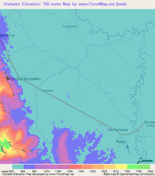 Visitador,Peru Elevation Map