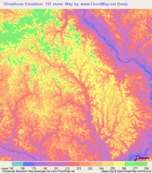 Virotehuas,Peru Elevation Map