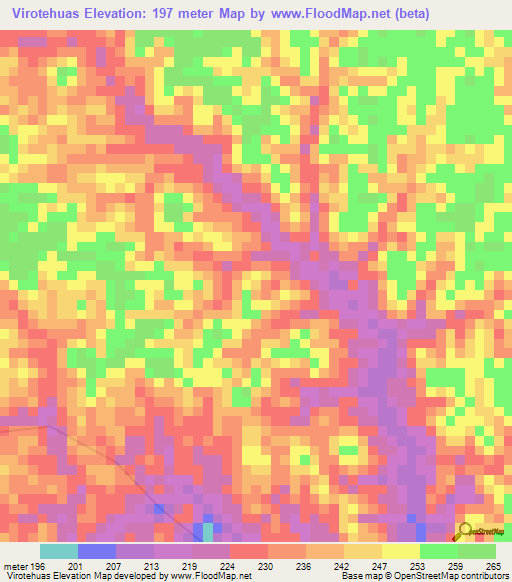 Virotehuas,Peru Elevation Map