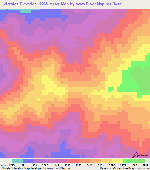 Vircales,Peru Elevation Map