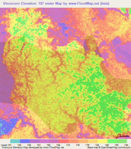 Vinoncuro,Peru Elevation Map