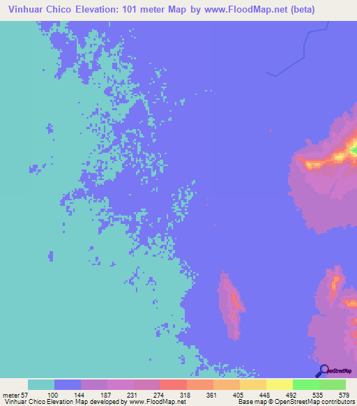 Vinhuar Chico,Peru Elevation Map