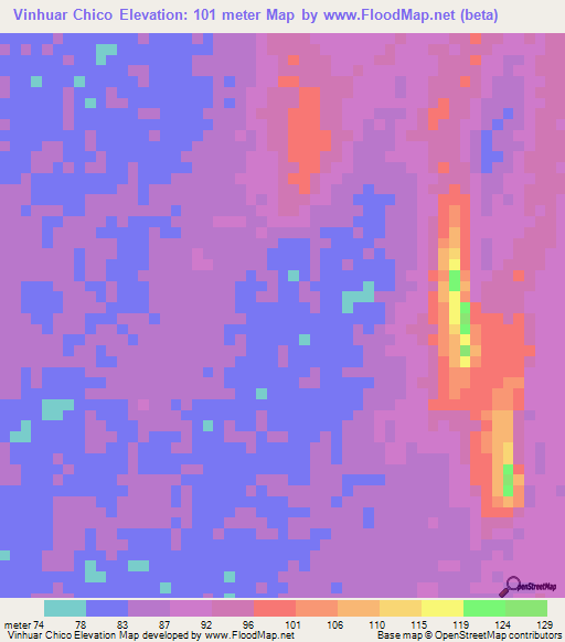 Vinhuar Chico,Peru Elevation Map