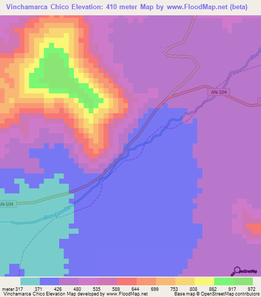 Vinchamarca Chico,Peru Elevation Map