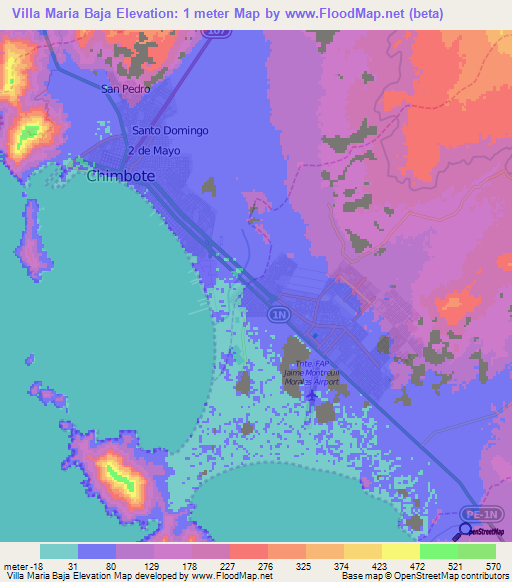 Villa Maria Baja,Peru Elevation Map