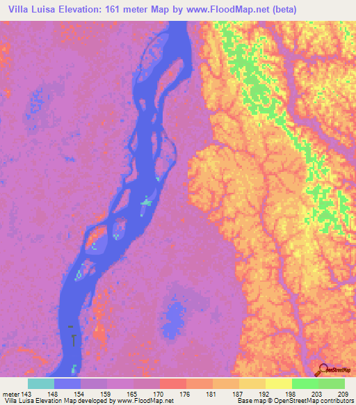 Villa Luisa,Peru Elevation Map