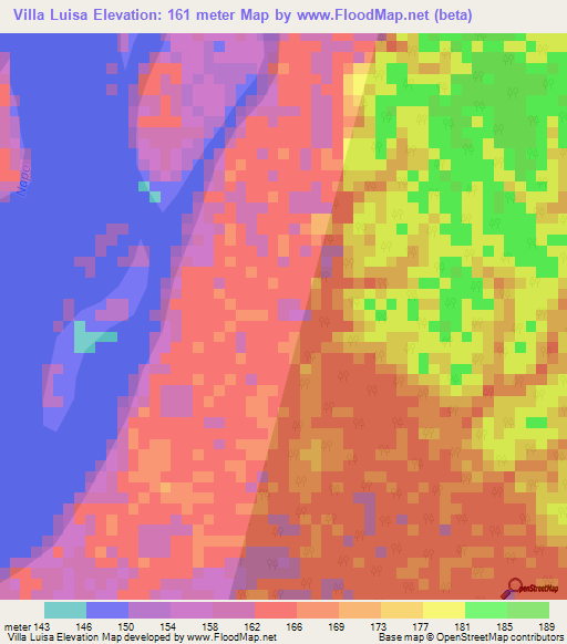 Villa Luisa,Peru Elevation Map
