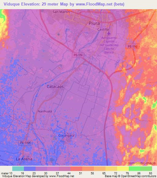 Viduque,Peru Elevation Map