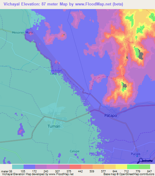 Vichayal,Peru Elevation Map
