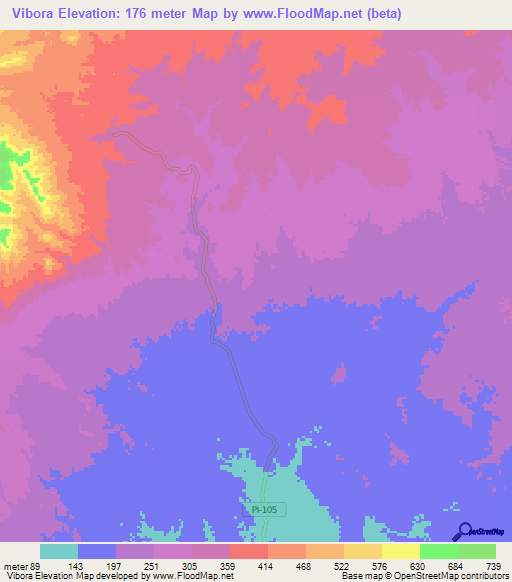 Vibora,Peru Elevation Map