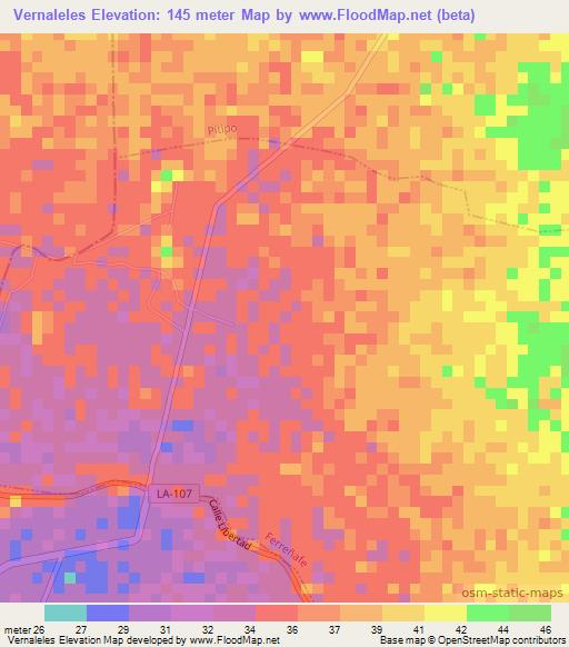 Vernaleles,Peru Elevation Map