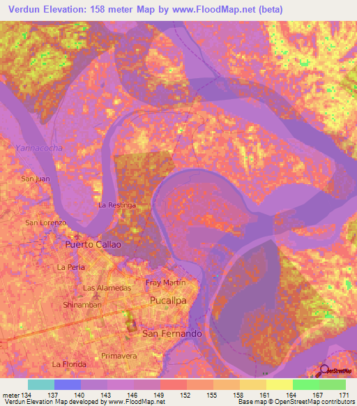 Verdun,Peru Elevation Map
