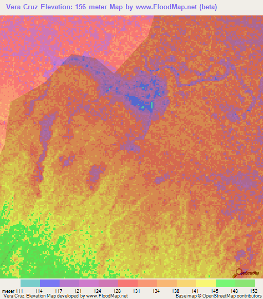 Vera Cruz,Peru Elevation Map